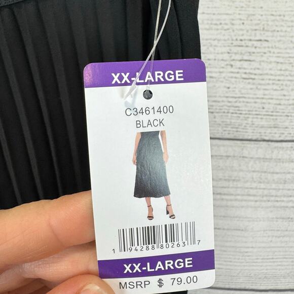 Vince Camuto Plus Size Black Pleated Pull On Midi Skirt Size XXL - Picture 5 of 7